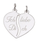 Preview: Freundschaftsanhänger Herz - Ich liebe Dich -  mit 2 Ösen Silber 925