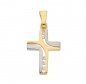 Preview: Anhänger Kreuz bicolor Zirkonia 11x16mm 14Kt 585 GOLD