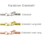 Preview: Lederband 2mm 21 Farben mit Edelstahl Karabiner