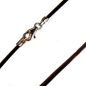 Preview: Kautschukbänder schwarz oder transparent 1,2mm mit 925 Silber Karabiner