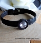 Preview: Armband Leder schwarz Edelstahl mit Kristall Stein nach Wahl