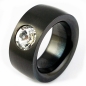 Preview: Ring aus Edelstahl schwarz 11 mm mit Kristall Stein nach Wahl