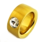 Preview: Ring aus Edelstahl vergoldet 11 mm mit Kristall Stein nach Wahl