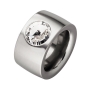 Preview: Ring aus Edelstahl 14 mm mit Kristall Stein nach Wahl
