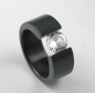 Preview: Ring Edelstahl schwarz mit Zirkonia 7mm