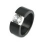 Preview: Ring Edelstahl schwarz mit Zirkonia 7mm