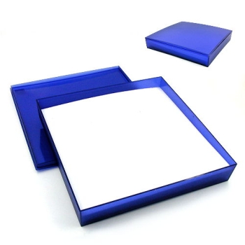 Schmuckschachtel 16x16 für Collier/Schmuckset blau-transparent Kunststoff