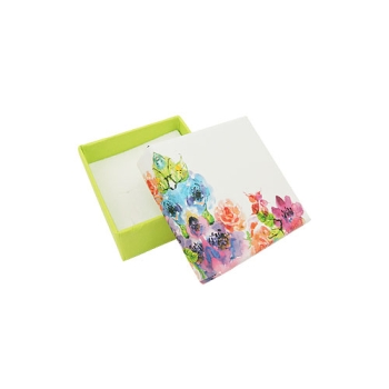 Schmuckschachtel 4x4 für Kette/Ohrring hellgrün-floral Kartonage