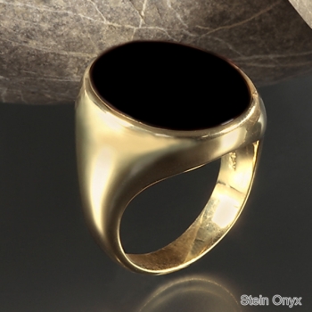 Siegelring ovale Platte Onyx 21x16,5mm 585 Gold