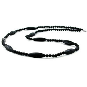 Kette 30x9mm Rillenolive Kunststoff schwarz glänzend 80cm