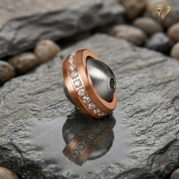 Wechselschliesse Planet Kugel matt 14mm Ring rose Zirkonia Edelstahl