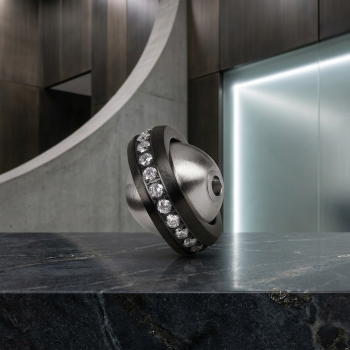 Wechselschliesse Planet Kugel matt 14mm Ring schwarz  Zirkonia Edelstahl