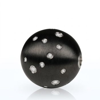 Wechselschliesse Edelstahl PDV schwarz matt Kugel Zirkonia gestreut 14-18mm