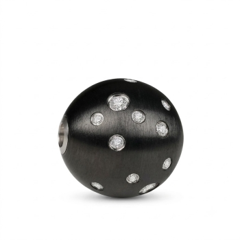 Wechselschliesse Edelstahl PDV schwarz matt Kugel Zirkonia gestreut 14-18mm
