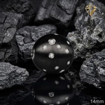 Wechselschliesse Edelstahl PDV schwarz matt Kugel Zirkonia gestreut 14-18mm