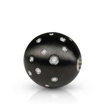 Wechselschliesse Edelstahl PDV schwarz matt Kugel Zirkonia gestreut 14-18mm