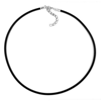 Rundschnur 3mm Vollgummikette Naturkautschuk Verschluss silberfarbig 40cm