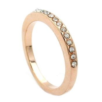 Ring 2,4mm schmaler Ring mit Glassteinen verziert vergoldet Ringgröße 50