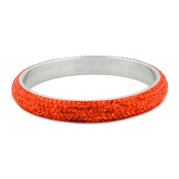 Armreif 77x10mm Metall mit 6 Reihen Glassteine rot-orange