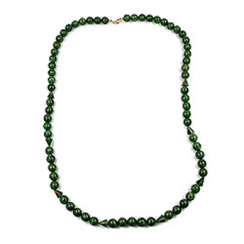 Kette 12mm Perlen Kunststoff grün-gold-marmoriert 90cm