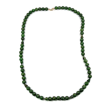 Kette 12mm Perlen Kunststoff grün-gold-marmoriert 90cm