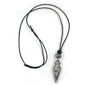 Kette 67x12mm spitze Tüte Kunststoff altsilberfarben Kordel schwarz 90cm