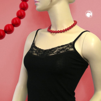Preishammer Kette Perlen 10mm rot-glänzend 40cm