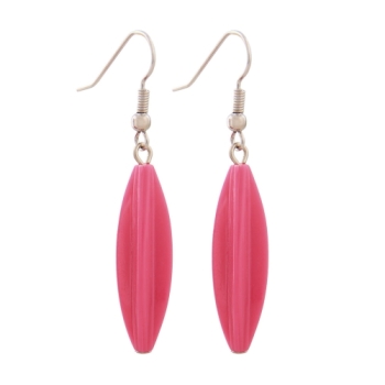 Ohrhaken Ohrhänger Ohrringe 30x9mm Rillenolive Kunststoff pinkfarben