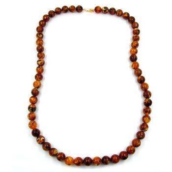 Kette 14mm Kunststoffperlen bernstein-farbig-marmoriert 80cm