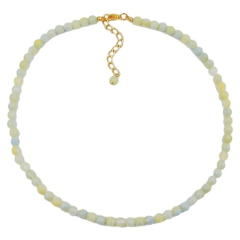 Kette 6mm Kunststoffperlen gelb-grün-blau-weiß-marmoriert 42cm