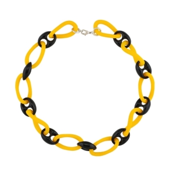 Kette 35x18mm große Kettenglieder gelb-schwarz Kunststoff 45cm
