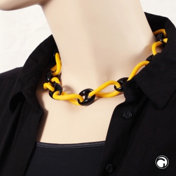 Kette 35x18mm große Kettenglieder gelb-schwarz Kunststoff 45cm