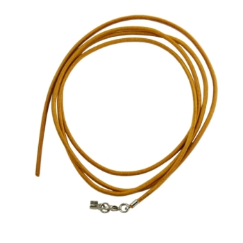 Lederband Rundschnur Rindleder 2mm gelb gefärbt mit 1x Verschluss silberfarbig 1m