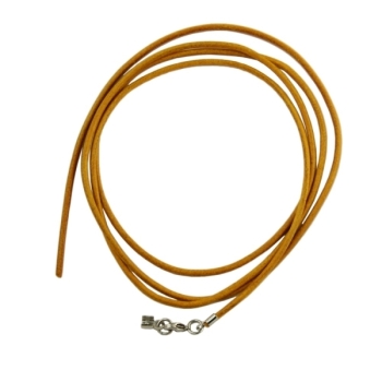 Lederband Rundschnur Rindleder 2mm gelb gefärbt mit 1x Verschluss silberfarbig 1m