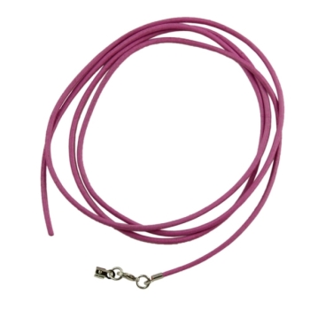 Lederband Rundschnur Rindleder 2mm pink gefärbt mit 1x Verschluss silberfarbig 1m