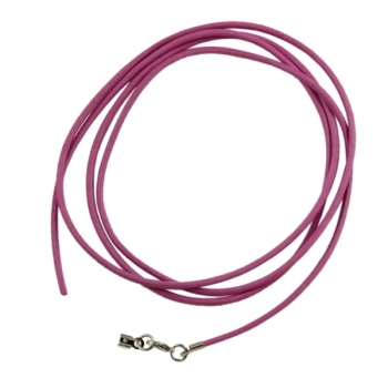 Lederband Rundschnur Rindleder 2mm pink gefärbt mit 1x Verschluss silberfarbig 1m