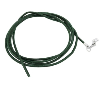 Lederband Rundschnur Rindleder 2mm tannengrün gefärbt mit 1x Verschluss silberfarbig 1m