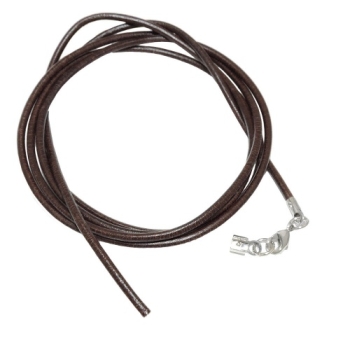 Lederband Rundschnur Rindleder 2mm braun gefärbt mit 1x Verschluss silberfarbig 1m