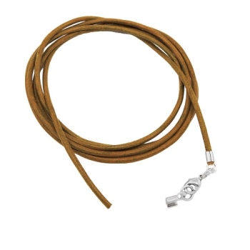 Lederband Rundschnur Rindleder 2mm olivgrün khaki gefärbt mit 1x Verschluss silberfarbig 1m