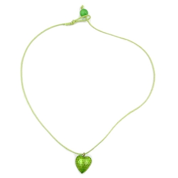 Kette Kinderkette Herz grün mit Schliff Kordel hellgrün 40cm