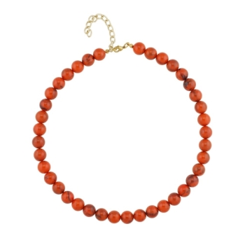 Kette 10mm Rundperle orange-schwarz-marmoriert Kunststoff 42cm