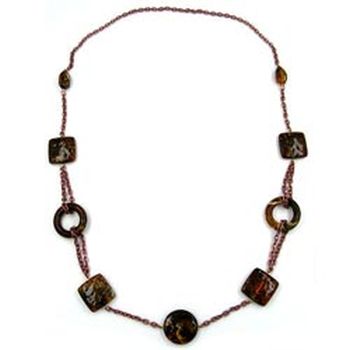 Kette Ringe Vierecke Kunststoff braunton Alu-Kette kupferfarben 90cm