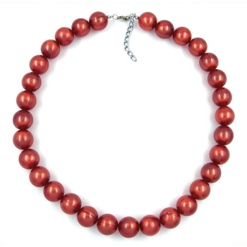 Kette 16mm Perlen Kunststoff rostrot-seidig-glänzend 50cm