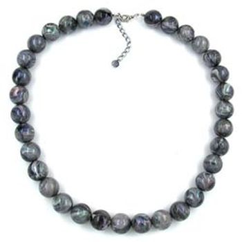 Kette 16mm Perlen Kunststoff grau-marmoriert 55cm