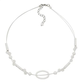 Kette Drahtkette 25x16mm Ring oval weiß transparent Kunststoff 42cm