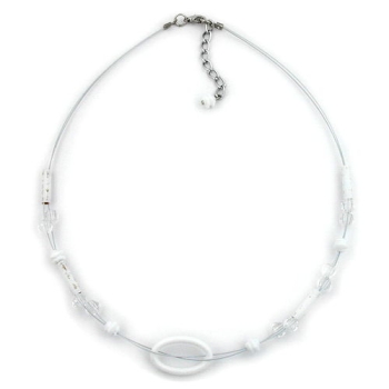 Kette Drahtkette 25x16mm Ring oval weiß transparent Kunststoff 42cm