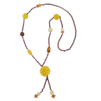 Kette 30mm Spiralperle Kunststoff gelb Alu-Ankerkette kupferton 90cm