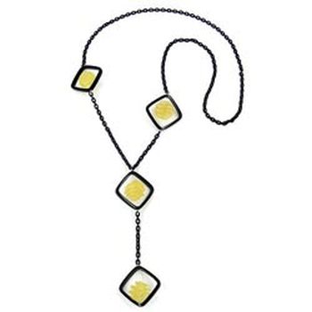Kette 31mm Viereck schwarz Spiralperle gelb Alu-Ankerkette 90cm