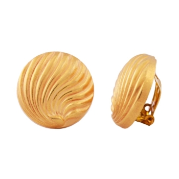 Clip Ohrring ca. 21mm Muscheldekor goldfarben matt Kunststoff
