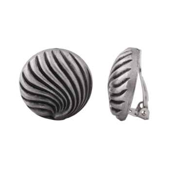 Clip Ohrring ca. 21mm Muscheldekor altsilberfarben matt antik geschwärzt Kunststoff